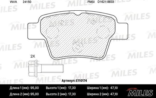 Miles E110174 - Kit de plaquettes de frein, frein à disque cwaw.fr