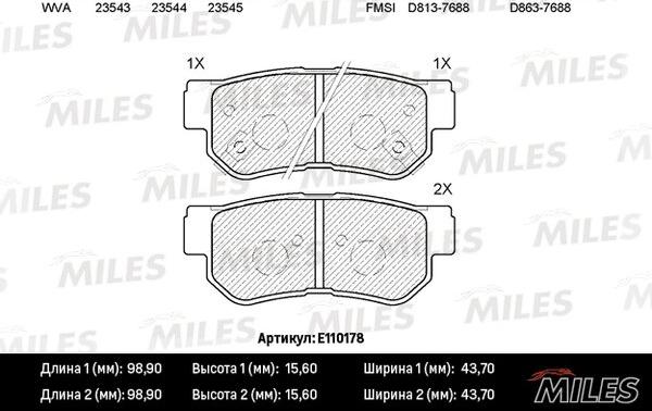 Miles E110178 - Kit de plaquettes de frein, frein à disque cwaw.fr