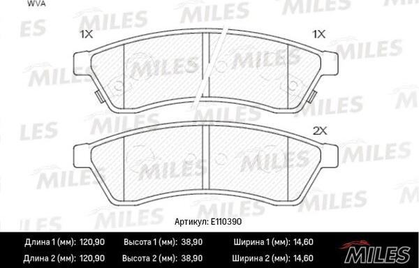 Miles E110390 - Kit de plaquettes de frein, frein à disque cwaw.fr