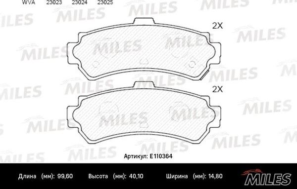 Miles E110364 - Kit de plaquettes de frein, frein à disque cwaw.fr