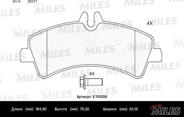 Miles E110309 - Kit de plaquettes de frein, frein à disque cwaw.fr