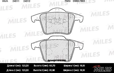 Miles E110300 - Kit de plaquettes de frein, frein à disque cwaw.fr