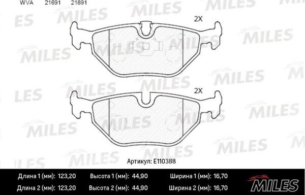 Miles E110388 - Kit de plaquettes de frein, frein à disque cwaw.fr