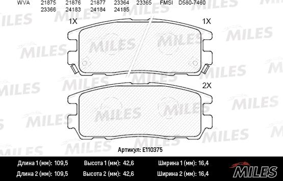 Miles E110375 - Kit de plaquettes de frein, frein à disque cwaw.fr