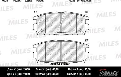 Miles E110297 - Kit de plaquettes de frein, frein à disque cwaw.fr