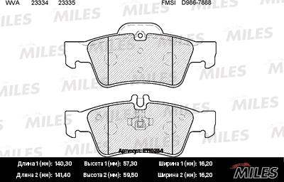 Miles E110254 - Kit de plaquettes de frein, frein à disque cwaw.fr