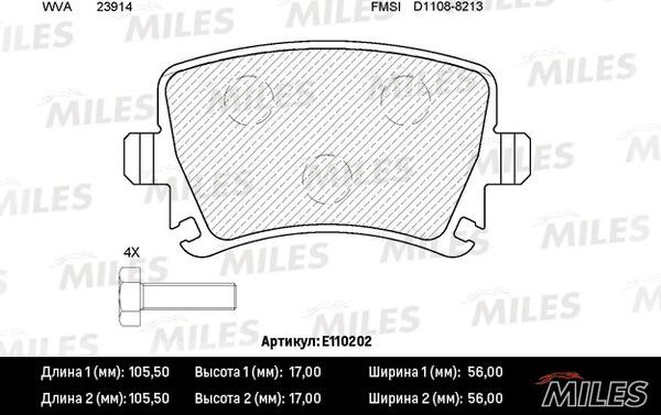 Miles E110202 - Kit de plaquettes de frein, frein à disque cwaw.fr