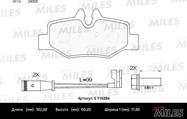 Miles E110284 - Kit de plaquettes de frein, frein à disque cwaw.fr