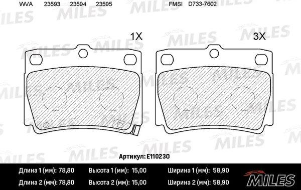 Miles E110230 - Kit de plaquettes de frein, frein à disque cwaw.fr