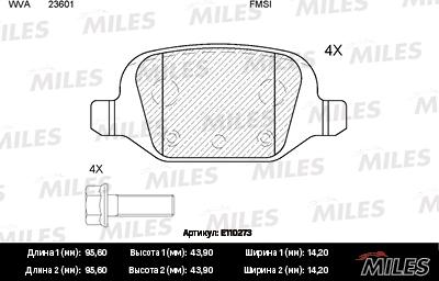 Miles E110273 - Kit de plaquettes de frein, frein à disque cwaw.fr