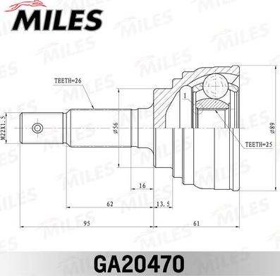 Miles GA20470 - Jeu de joints, arbre de transmission cwaw.fr