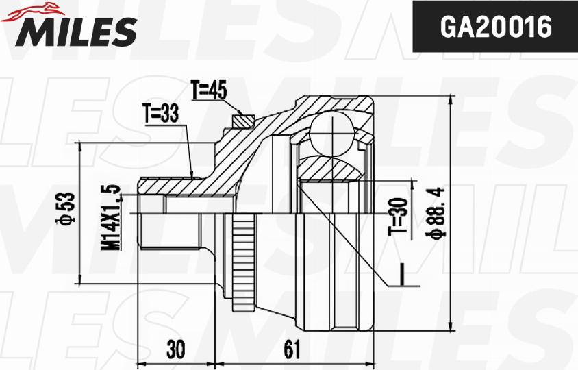 Miles GA20016 - Jeu de joints, arbre de transmission cwaw.fr