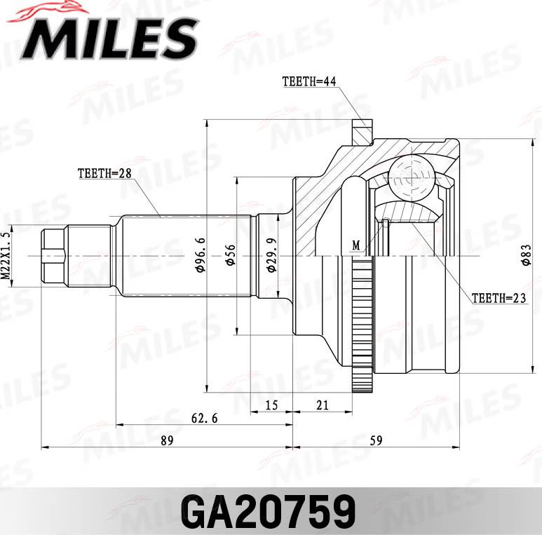 Miles GA20759 - Jeu de joints, arbre de transmission cwaw.fr