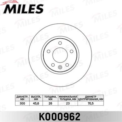 Miles K000962 - Disque de frein cwaw.fr