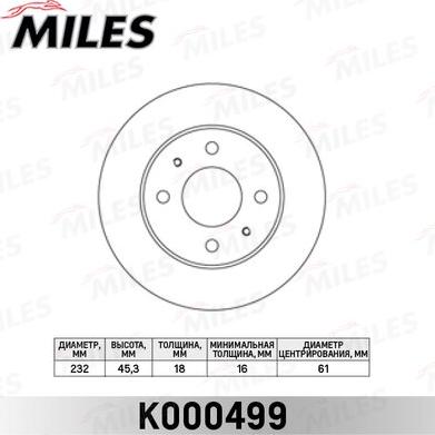 Miles K000499 - Disque de frein cwaw.fr