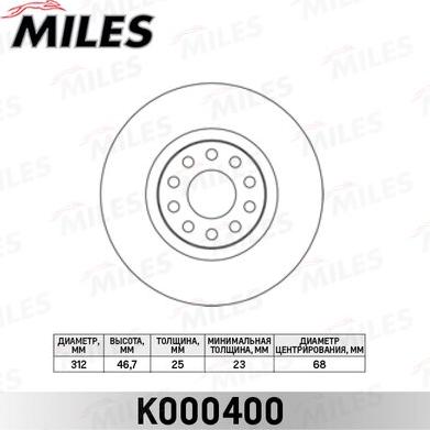 Miles K000400 - Disque de frein cwaw.fr