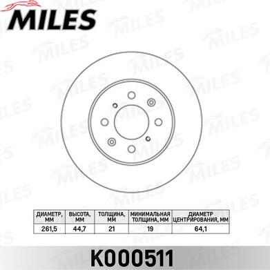 Miles K000511 - Disque de frein cwaw.fr