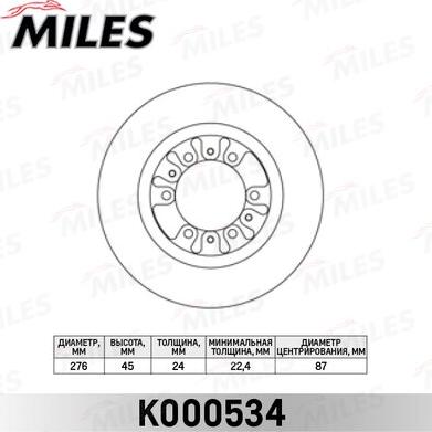 Miles K000534 - Disque de frein cwaw.fr