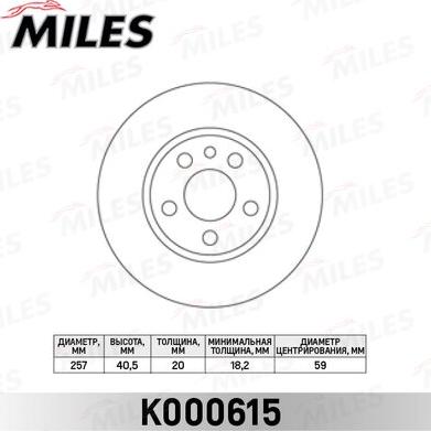 Miles K000615 - Disque de frein cwaw.fr