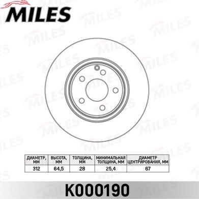 Miles K000190 - Disque de frein cwaw.fr