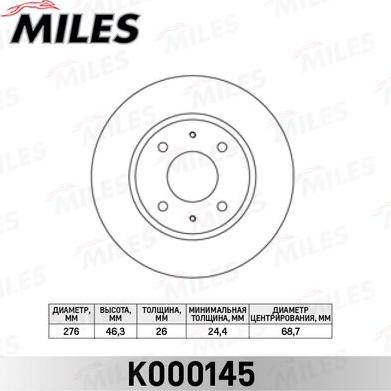 Miles K000145 - Disque de frein cwaw.fr