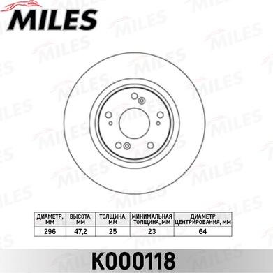 Miles K000118 - Disque de frein cwaw.fr