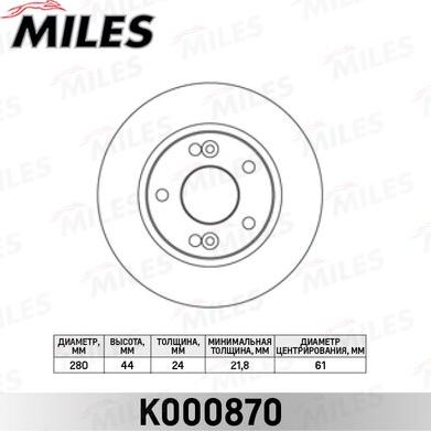 Miles K000870 - Disque de frein cwaw.fr