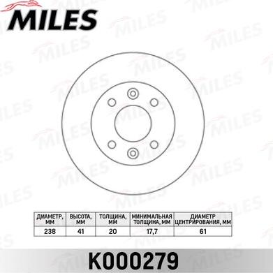 Miles K000279 - Disque de frein cwaw.fr