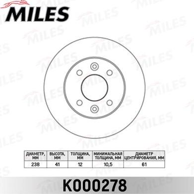 Miles K000278 - Disque de frein cwaw.fr