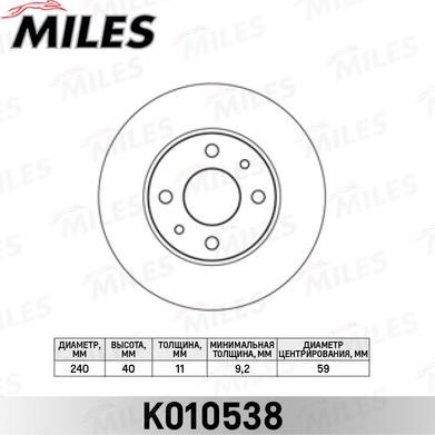 Miles K010538 - Disque de frein cwaw.fr