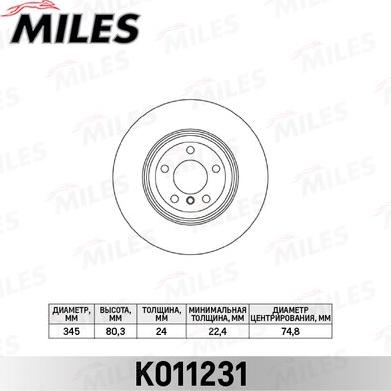 Miles K011231 - Disque de frein cwaw.fr