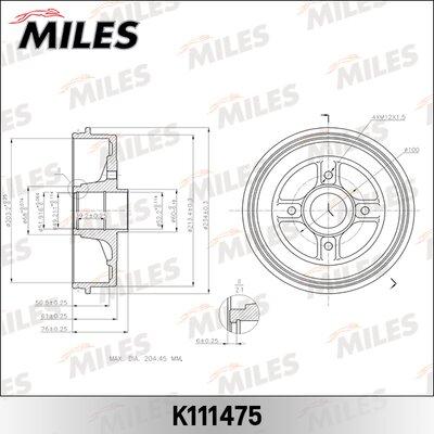 Miles K111475 - Tambour de frein cwaw.fr