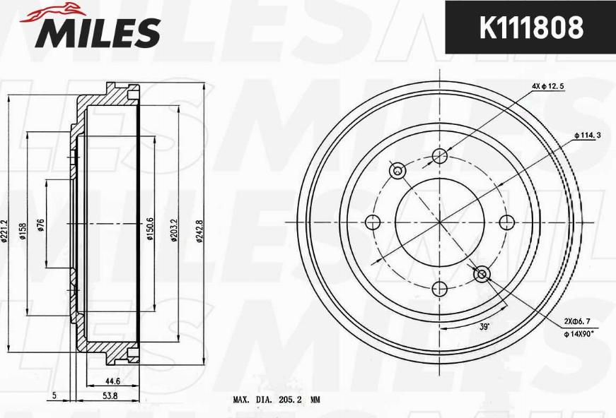 Miles K111808 - Tambour de frein cwaw.fr