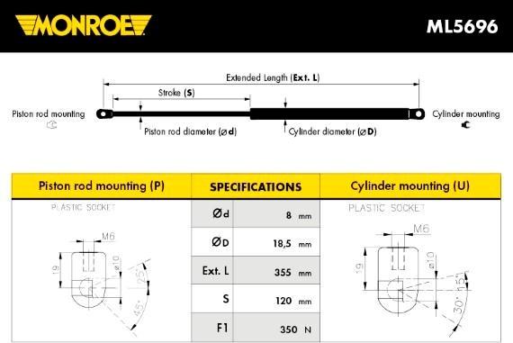 Monroe ML5696 - Vérin, capot-moteur cwaw.fr