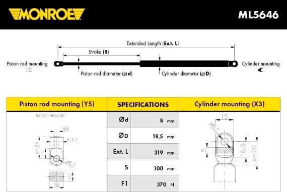 Monroe ML5646 - Vérin, capot-moteur cwaw.fr