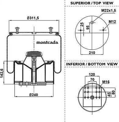 Montcada 0163410 - Ressort pneumatique, suspension pneumatique cwaw.fr