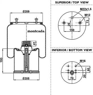 Montcada 0163010 - Ressort pneumatique, suspension pneumatique cwaw.fr