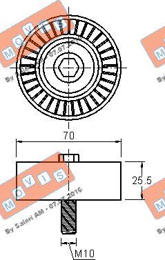 MOVIS AST3133 - Poulie renvoi / transmission, courroie trapézoïdale à nervures cwaw.fr