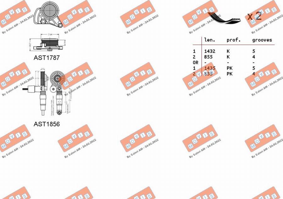 MOVIS ASTA0116 - Jeu de courroies trapézoïdales à nervures cwaw.fr