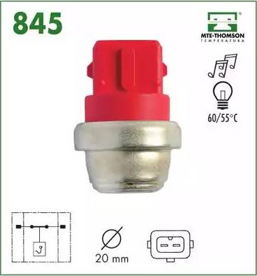 MTE-Thomson 845 - Interrupteur de température, ventilateur de radiateur cwaw.fr