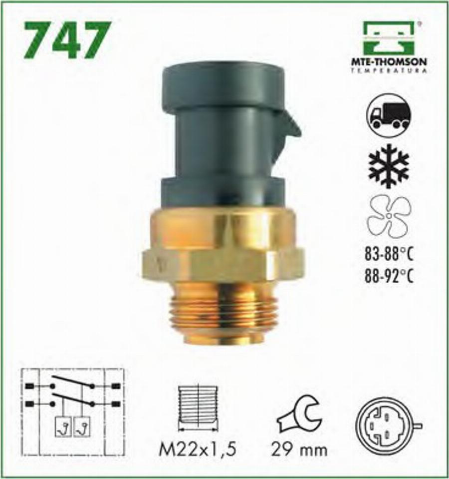 MTE-Thomson 747 - Interrupteur de température, ventilateur de radiateur cwaw.fr