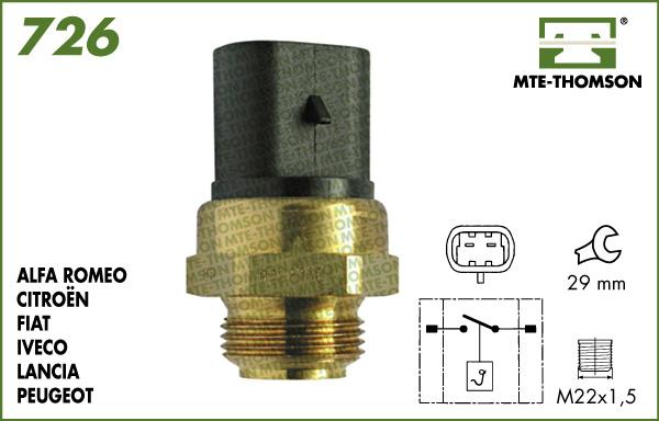 MTE-Thomson 726.92/87 - Interrupteur de température, ventilateur de radiateur cwaw.fr