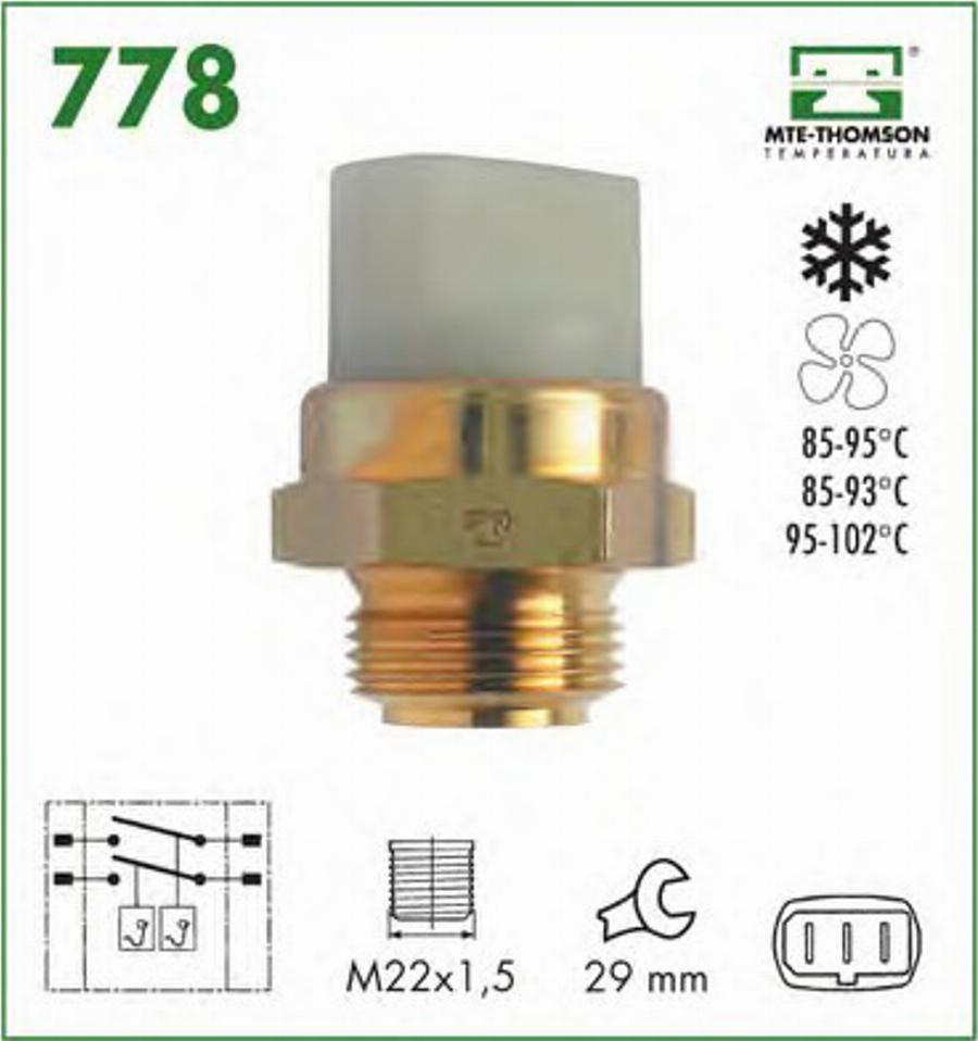 MTE-Thomson 778 - Interrupteur de température, ventilateur de radiateur cwaw.fr