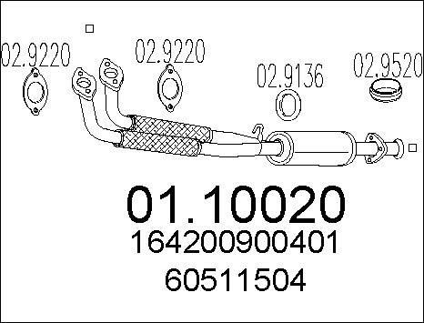 MTS 01.10020 - Tuyau d'échappement cwaw.fr