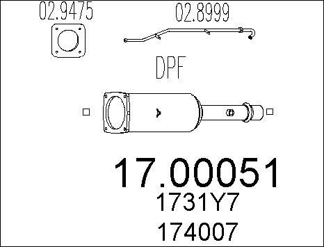 MTS 17.00051 - Filtre à particules / à suie, échappement cwaw.fr