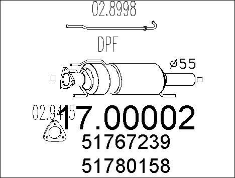 MTS 17.00002 - Filtre à particules / à suie, échappement cwaw.fr