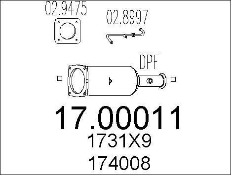 MTS 17.00011 - Filtre à particules / à suie, échappement cwaw.fr