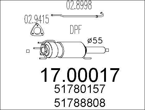 MTS 17.00017 - Filtre à particules / à suie, échappement cwaw.fr