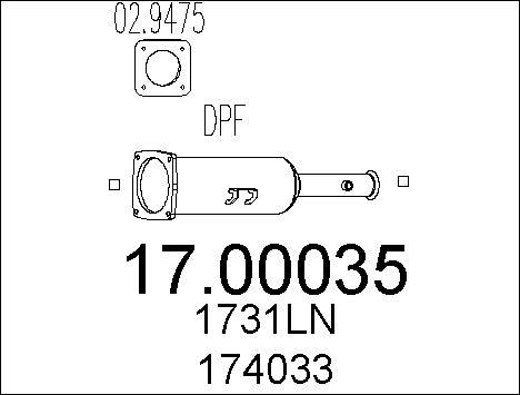 MTS 17.00035 - Filtre à particules / à suie, échappement cwaw.fr