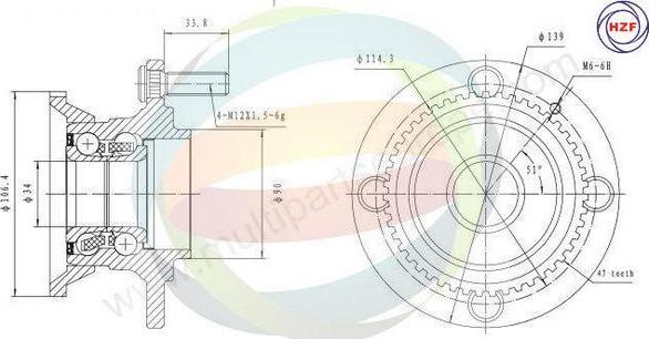 Multiparts 70-080005 - Kit de roulements de roue cwaw.fr